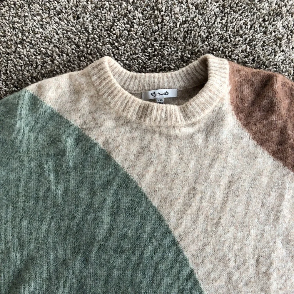 Madewell Cedarbrook Pullover Sweater Women Size XXS Colorblock Heather Wool Knit